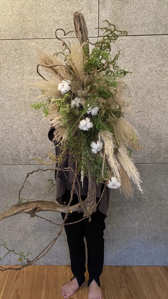 ドライフラワーの装飾アレンジ